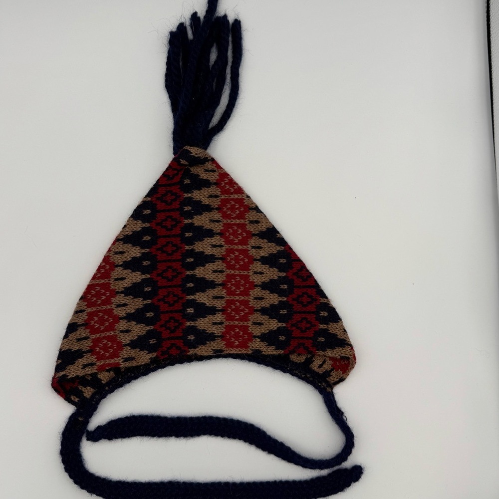 Vintage Handmade Knit Children's Hat | Folk Style | Ages 1-2 | Tassel Top